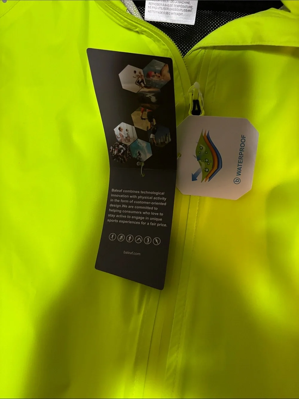 Baleaf Neon Yellow High-Visibility Zip Jacket LIME GREEN Activewear